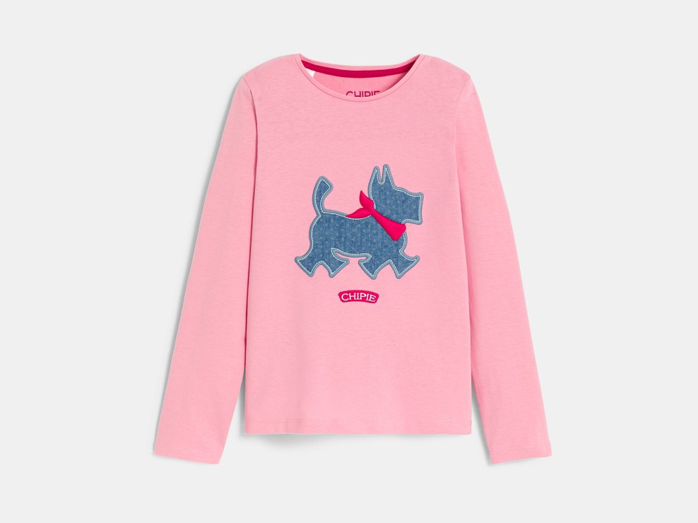 T-shirt rose scottish brodé Chipie fille 1