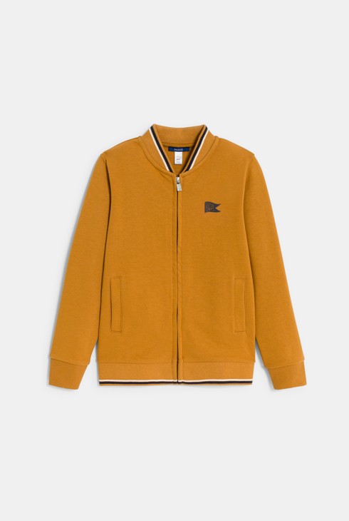 Sweat-shirt zippé façon teddy marron garçon 1