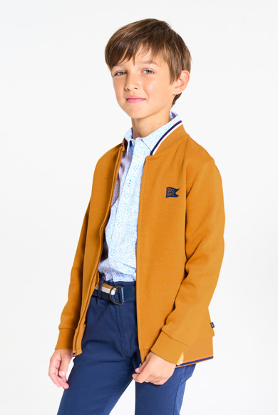 Sweat-shirt zippé façon teddy marron garçon