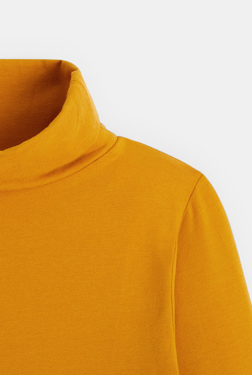 Langärmeliges Rollkragen-T-Shirt Gelb Jungen 2