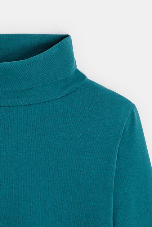 T-shirt col roulé manches longues turquoise garçon
