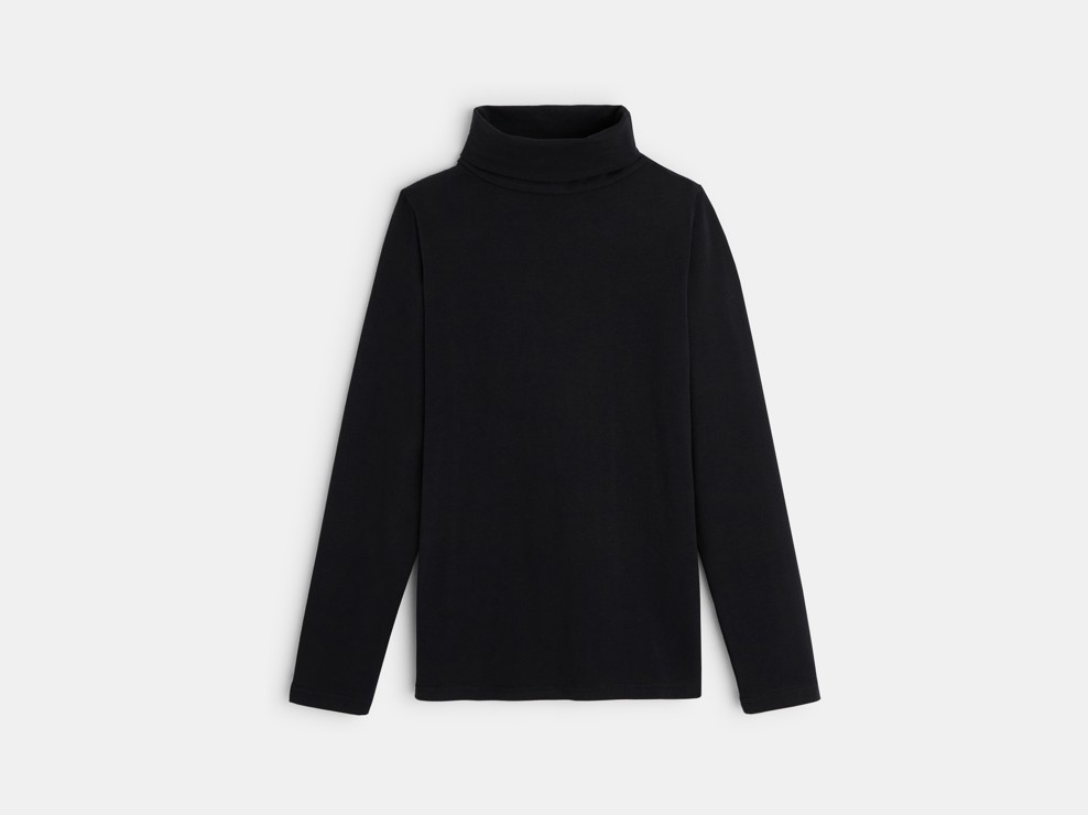 T-shirt col roulé manches longues noir garçon 1