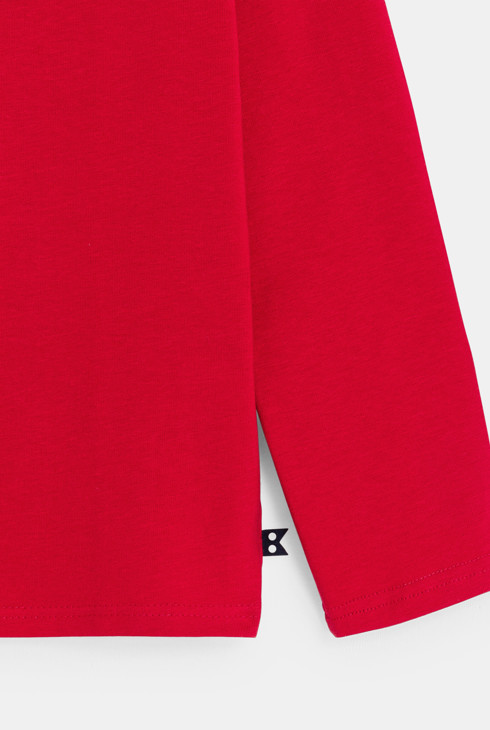 Rood T-shirt met lange mouwen en rolkraag voor jongens 1