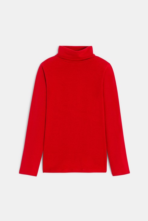 T-shirt col roulé manches longues rouge garçon 1