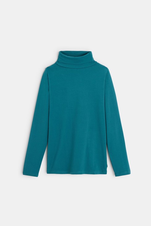 Langärmeliges Rollkragen-T-Shirt Türkis Jungen 2