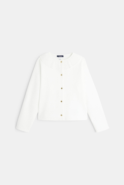 Cardigan à col collerette blanc fille