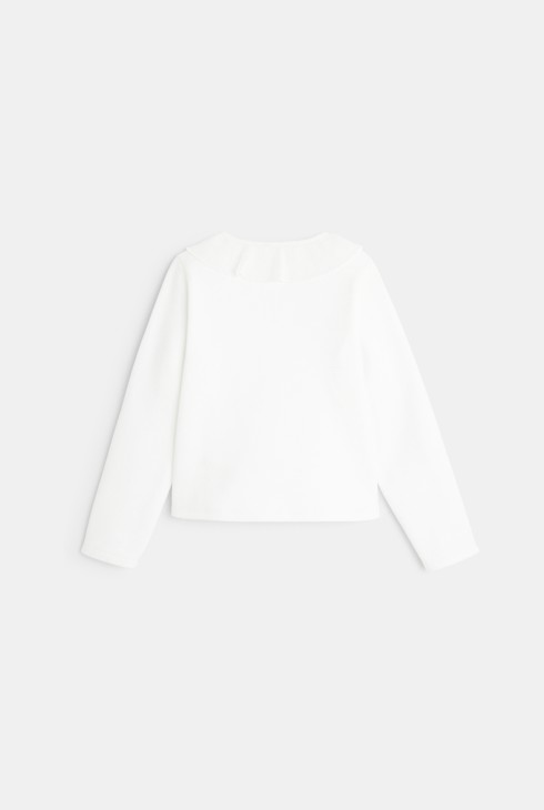 Strickjacke mit plissiertem Kragen Weiß Mädchen 2