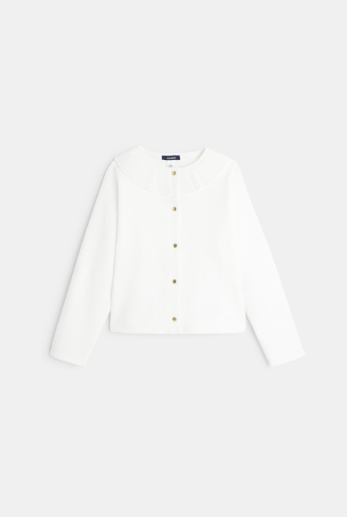 Cardigan à col collerette blanc fille 2