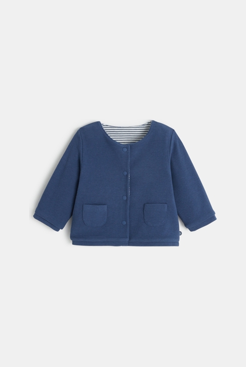 Gilet réversible rayé bleu naissance 1