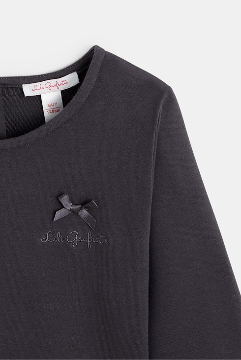 Robe bi-matière en tulle Lili Gaufrette grise fille 2