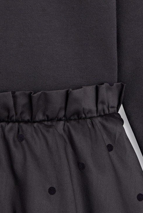 Robe bi-matière en tulle Lili Gaufrette grise fille 2