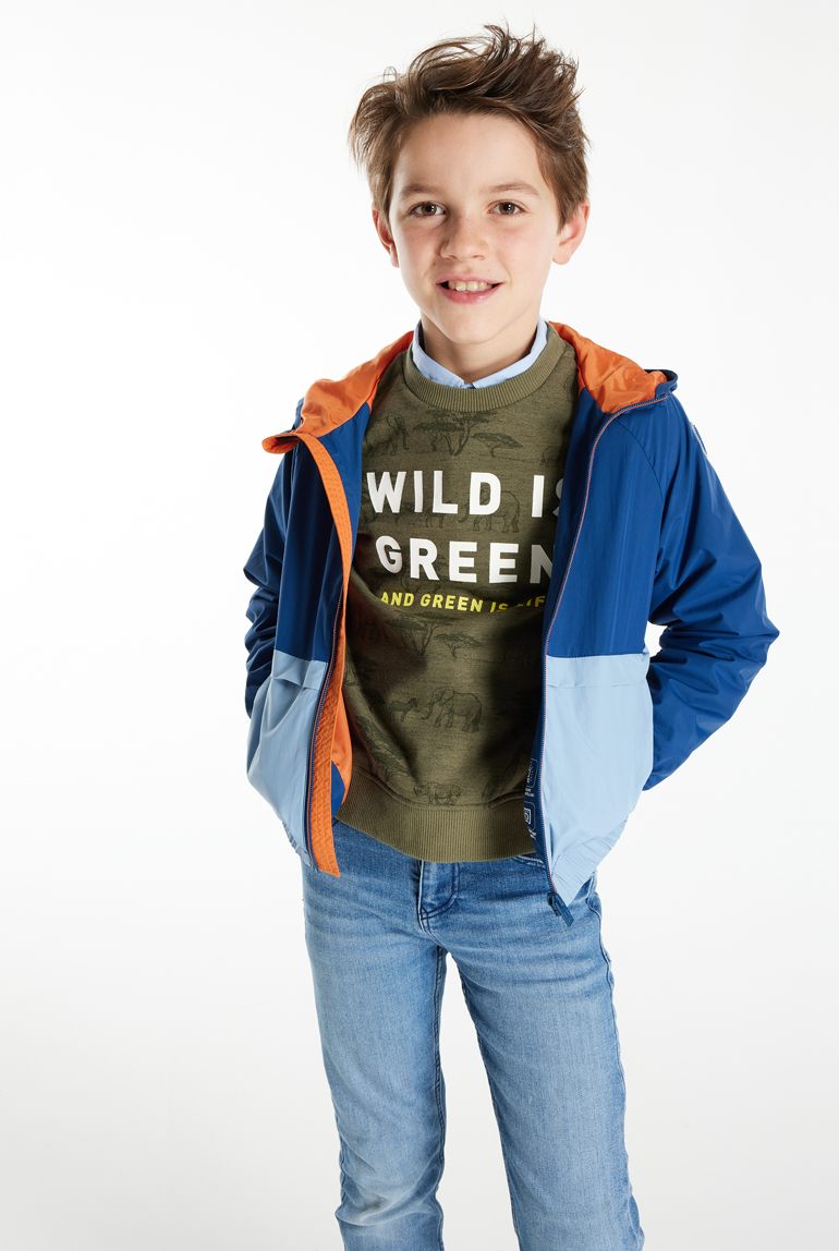 Blouson déperlant à capuche bleu garçon 1