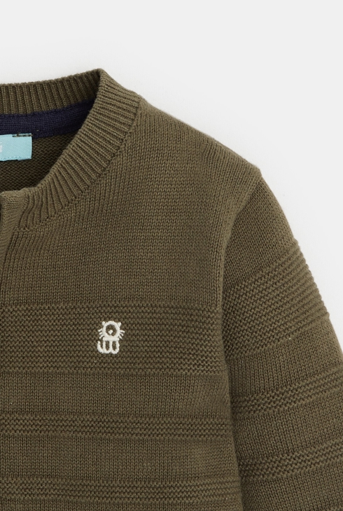 Gilet zippé maille fantaisie vert bébé garçon