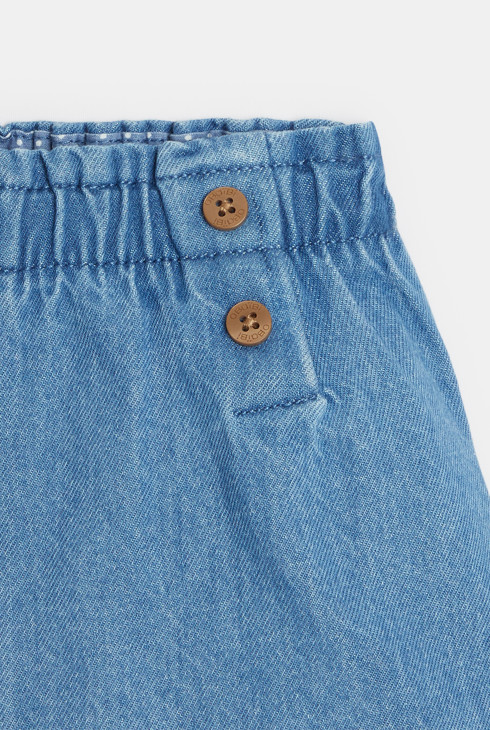 Short chambray effet pont bleu bébé fille 2