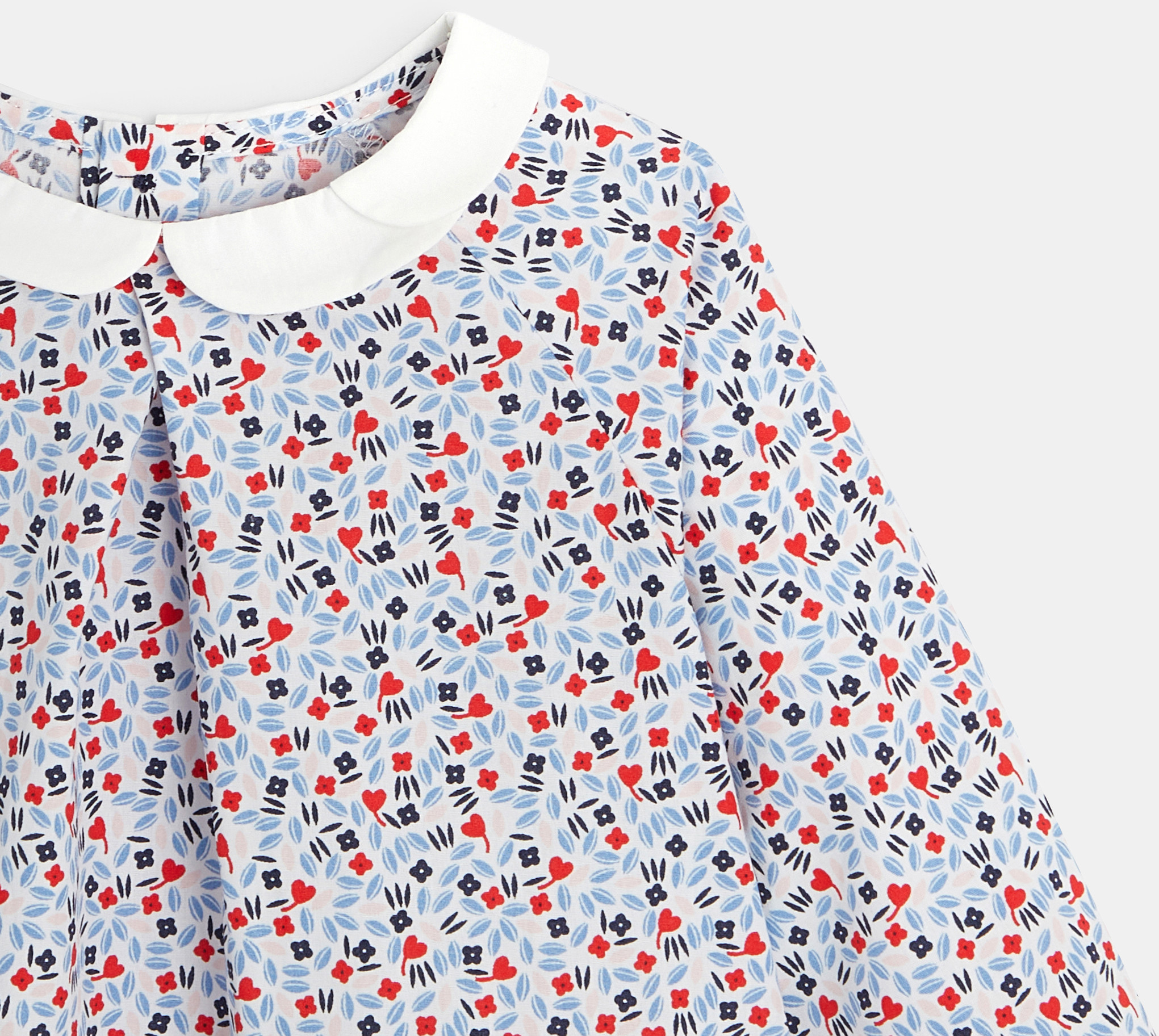 Cvetlična bluza iz poplina modra dojenček deklica 2