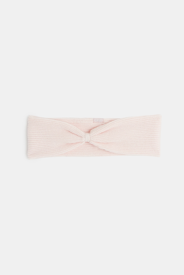 Bandeau maille côtelée rose naissance 1