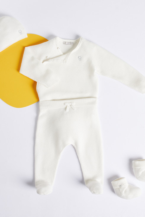 Gerippte Socken mit Bündchen Weiß Geburt 2