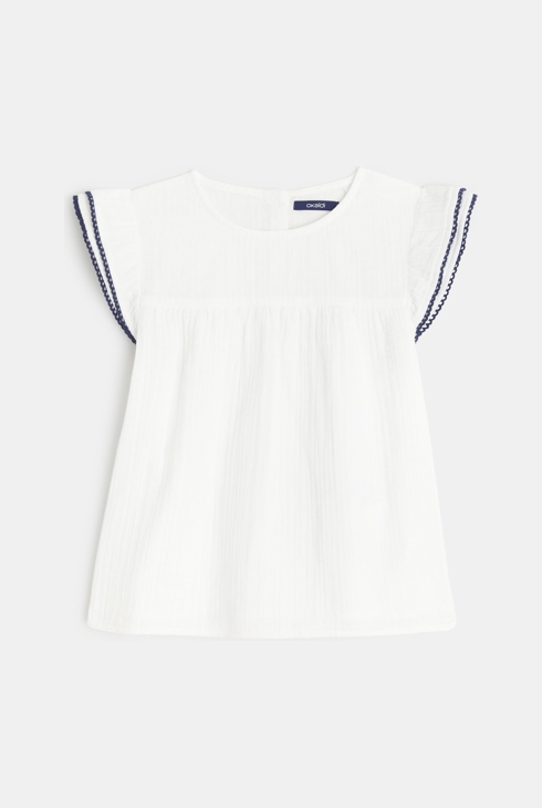 Blouse en gaze de coton blanche fille