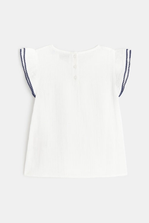 Blouse en gaze de coton blanche fille