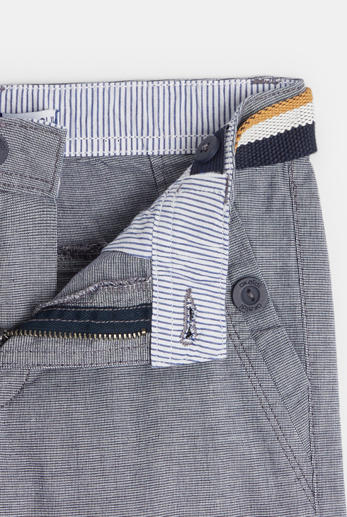 Pantalon chino ceinturé en toile turquoise garçon