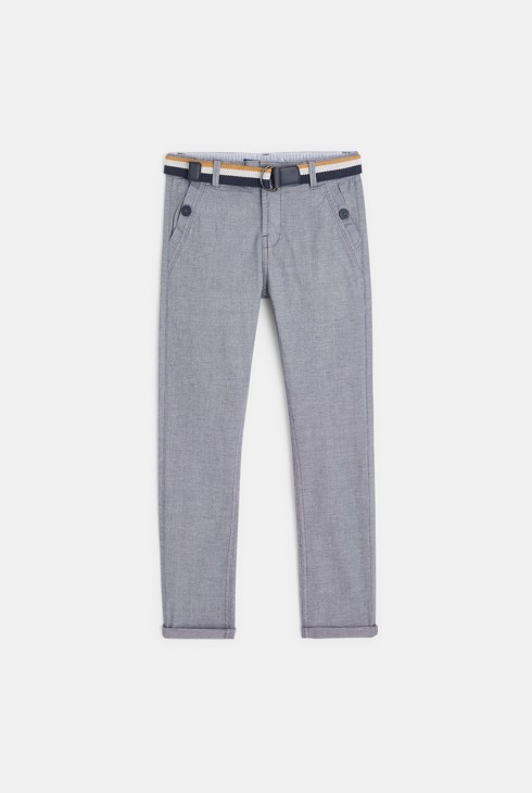 Chino-Hose mit Gürtel aus Leinen Türkis Jungen 2