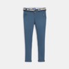 Pantalon chino ceinturé en toile bleu garçon