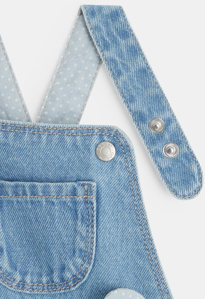 Kurze Jeans-Latzhose Blau Baby Mädchen 2