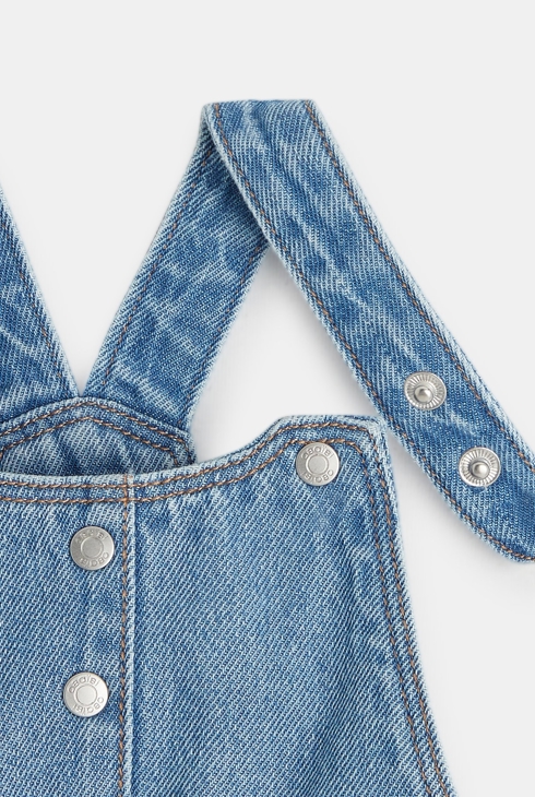 Robe salopette en jean bleue bébé fille
