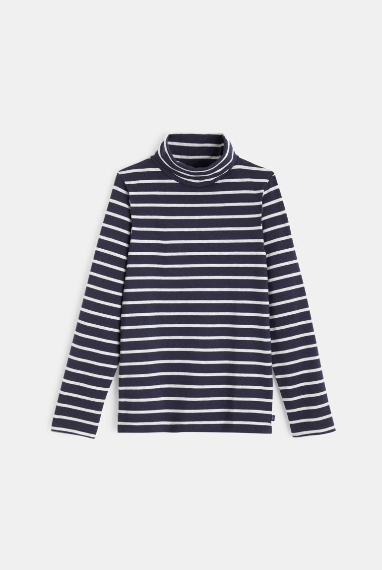 Camiseta con cuello alto de rayas azul niño 1
