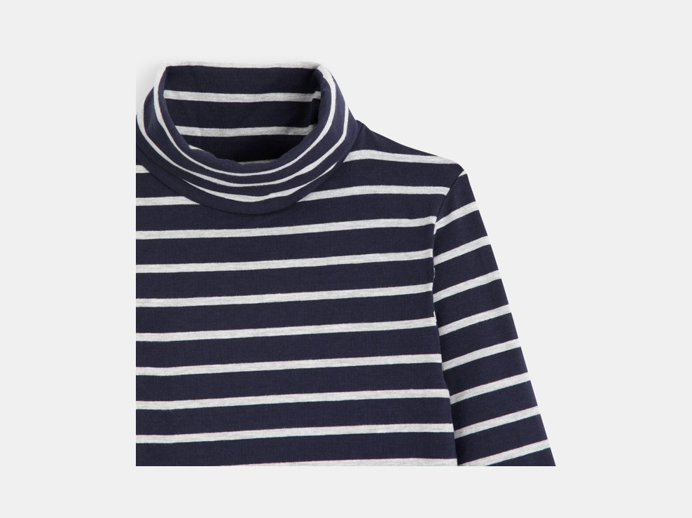 T-shirt col roulé rayé bleu garçon 2