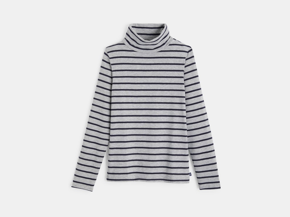 Gestreiftes T-Shirt mit Rollkragen Grau Jungen 1