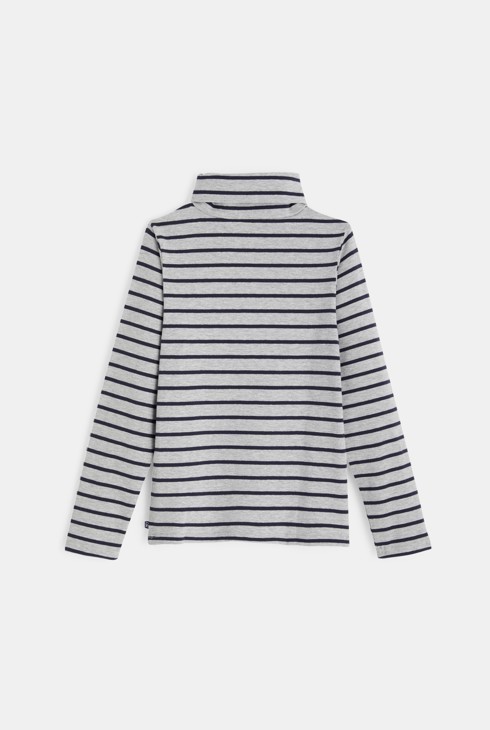 Shirt met gestreepte rolkraag grijs jongen 2