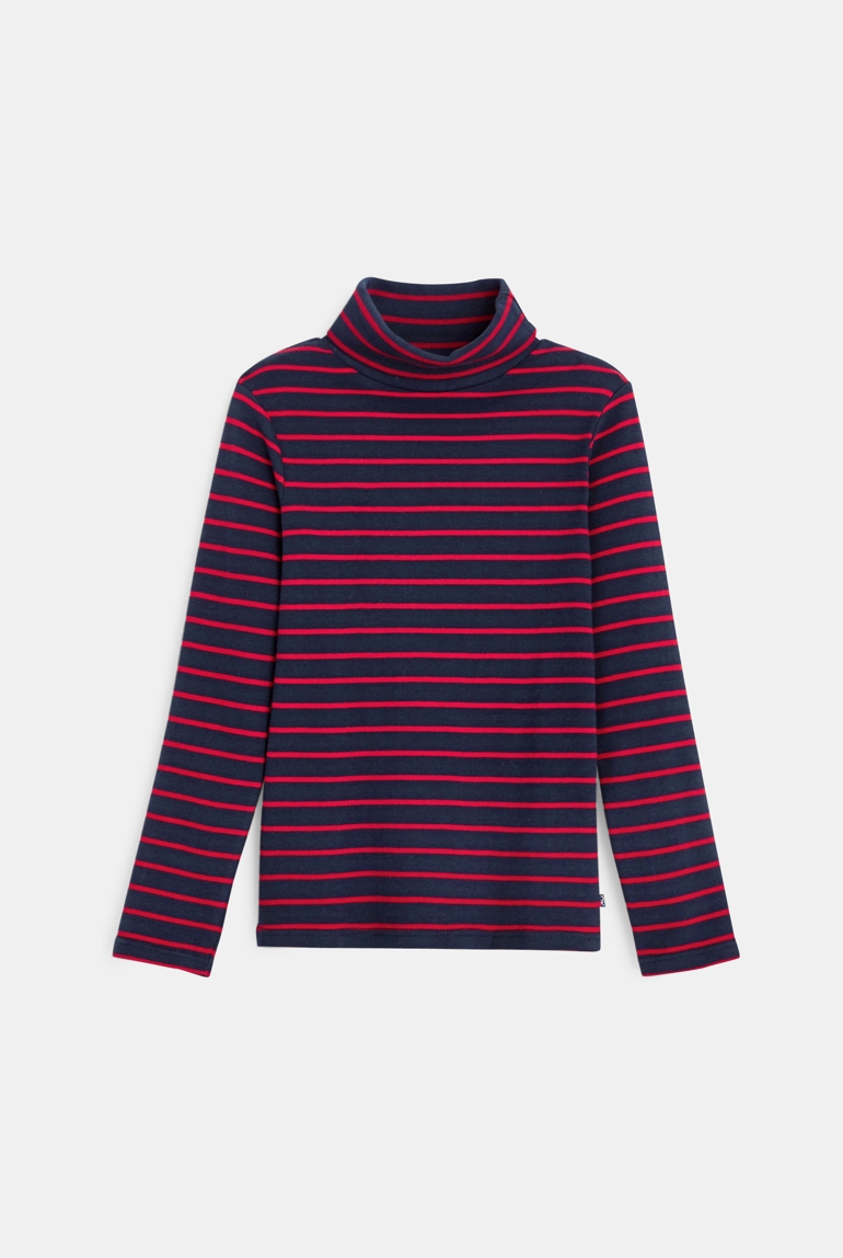 T-shirt col roulé rayé rouge garçon 1