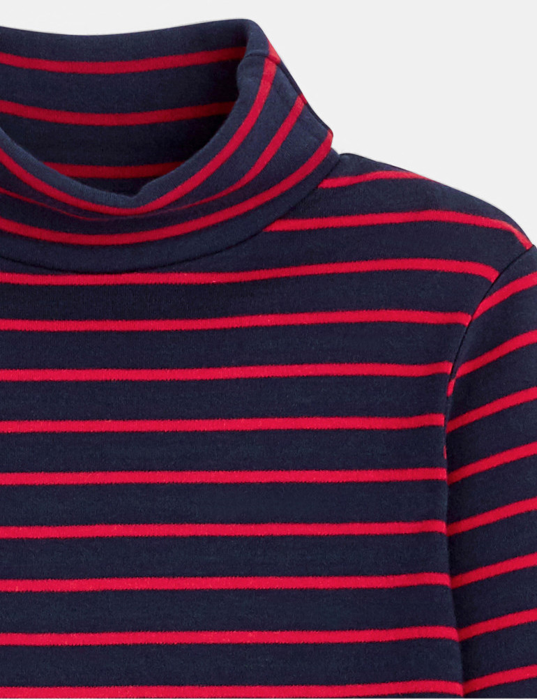 Camiseta con cuello alto de rayas roja niño 2
