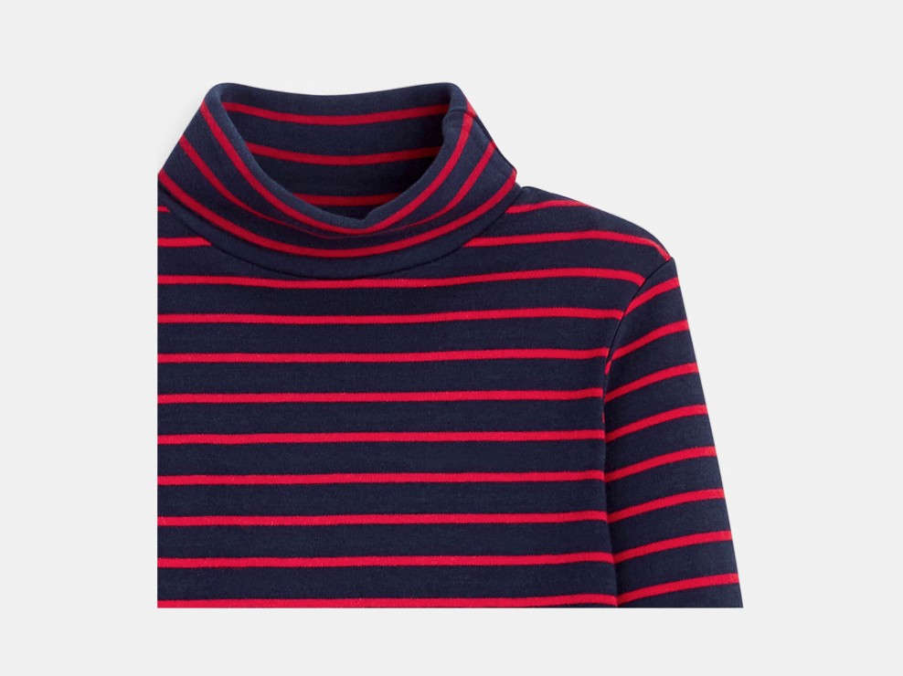 Gestreiftes T-Shirt mit Rollkragen Rot Jungen 2