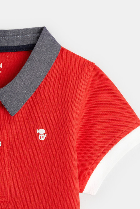 Prešita polo majica s sporočilom rdeča dojenček deček 2