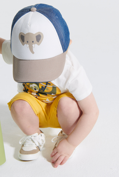 Casquette bimatière éléphant bleue bébé garçon 1