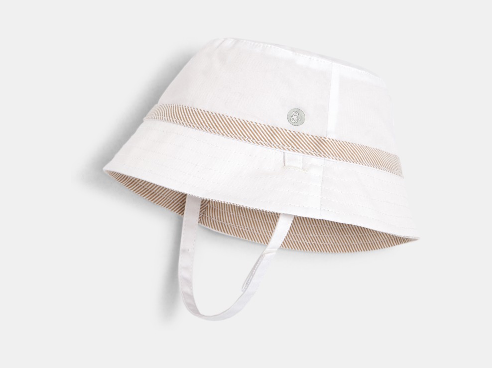 Bob réversible uni et rayé blanc bébé garçon 1