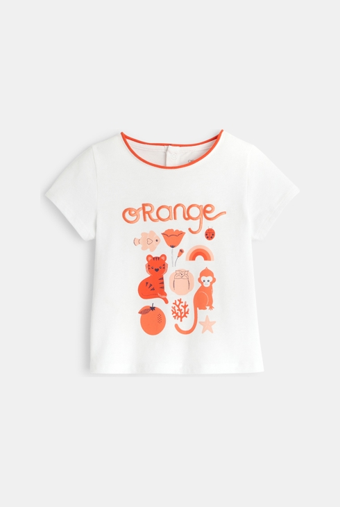 T-Shirt mit Tiermotiv Orange Baby Mädchen 1