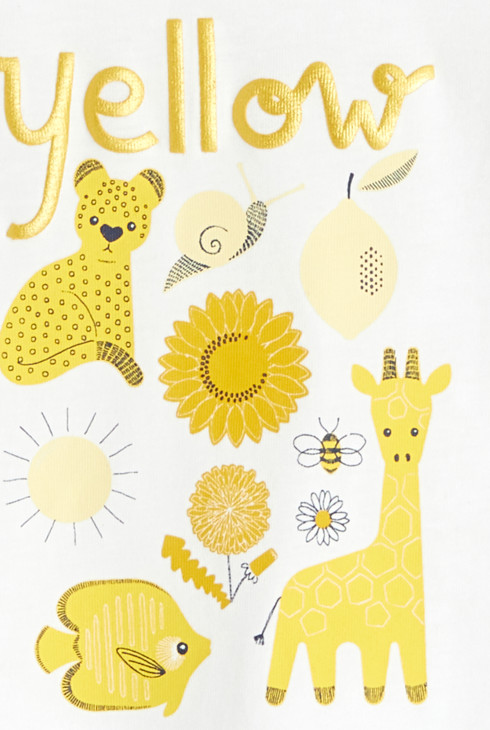 Majica s potiskom živali  rumena dojenček deklica 2