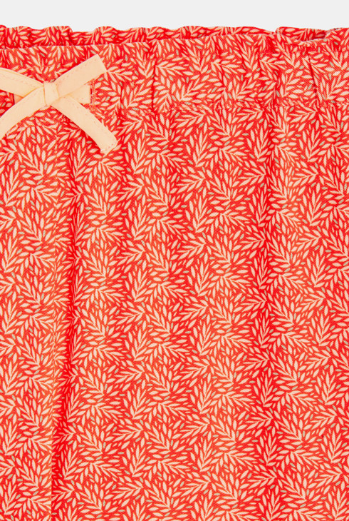 Lepo padajoče potiskane hlače  oranžna deklica 2