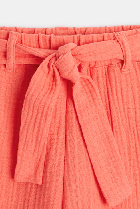 Hlače iz bombažne tetra tkanine  oranžna deklica 2