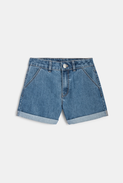 Short en jean délavé bleu fille 1