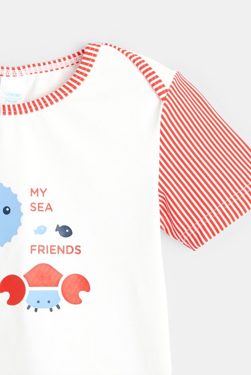 Majica za zaščito pred UV-žarki z mornarskimi motivi dojenček deček 2