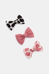 Barrettes nœuds papillon imprimés (lot de 3) rose fille