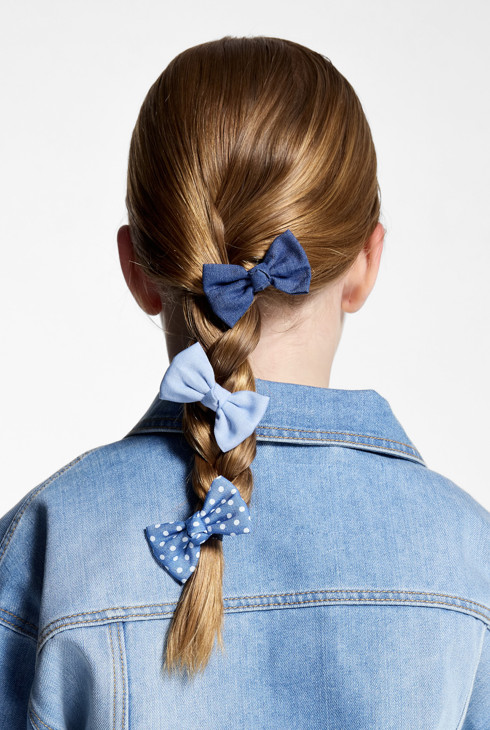 Blauwe haarspeldjes met vlinderstrikje voor meisjes (set van 3) 2