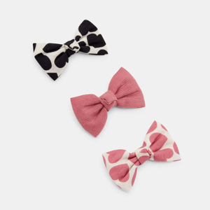 Girl's pink printed bow hair slides (set of 3) 1