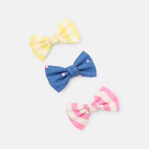 Girl's yellow printed bow hair slides (set of 3) 1