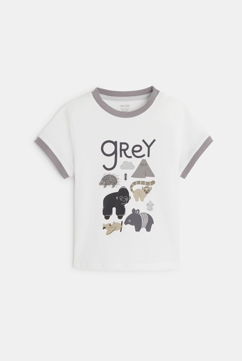 Siva majica z živalmi iz jerseyja dojenček deček 1