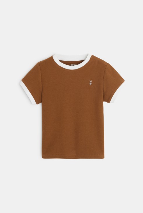 Enobarvna majica iz prešite tkanine rjava dojenček deček 1